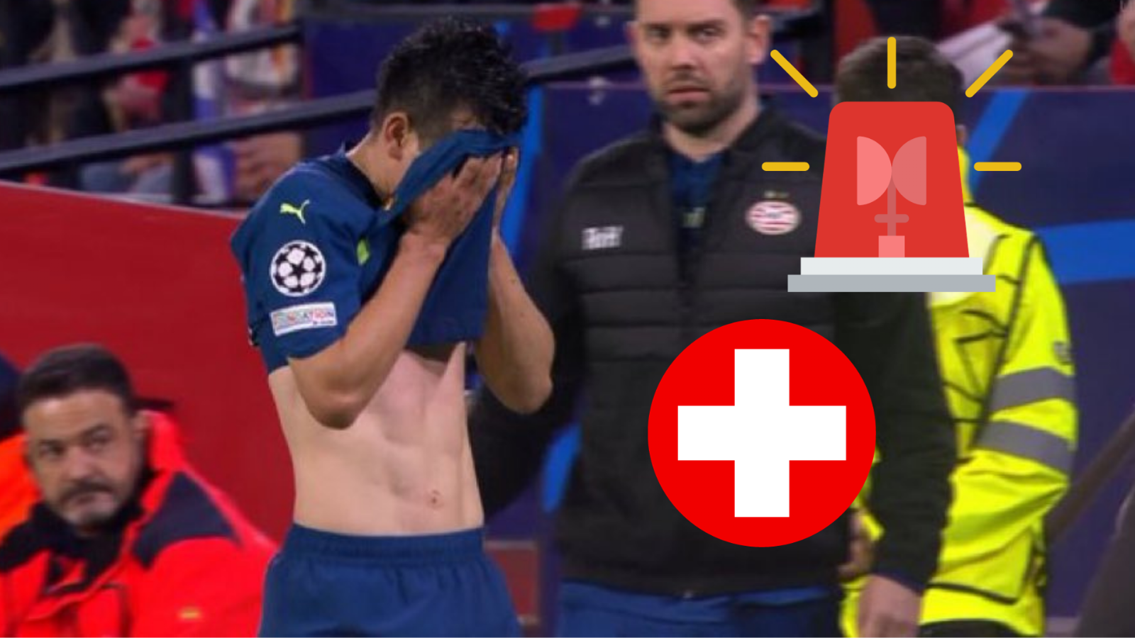 PÉSIMAS noticias: Chucky Lozano sale por GRAVE LESIÓN del Sevilla vs PSV de Champions League
