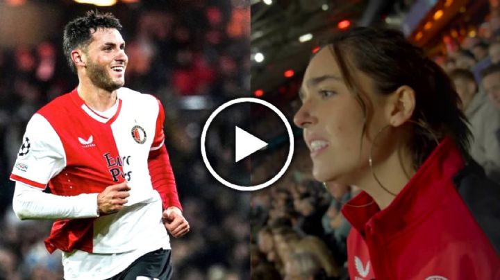 Novia de Santiago Giménez se vuelve VIRAL tras su reacción ante el DOBLETE en Champions League