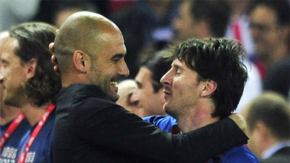 Pep Guardiola y Lionel Messi en Barcelona